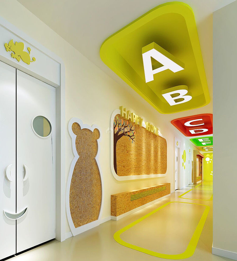 红叶艺术幼儿园之一楼走廊布置效果赏析