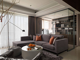 125平欧式三居之客厅沙发摆放效果图