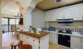 124平三居室混搭之开放式厨房设计效果图
