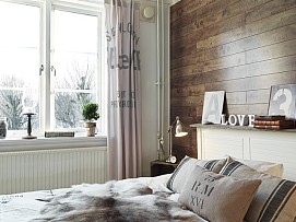 灰色北欧女生公寓之卧室飘窗装饰效果图