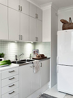 灰色北欧女生公寓之厨房摆放设计效果图