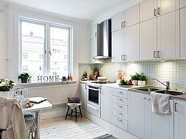 灰色北欧女生公寓之厨房整体构造效果图