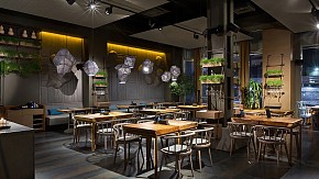 自贡茶餐厅之大厅整体布局效果图
