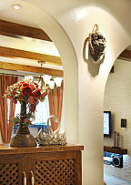 165平时尚地中海四居之客厅拱门设计效果图
