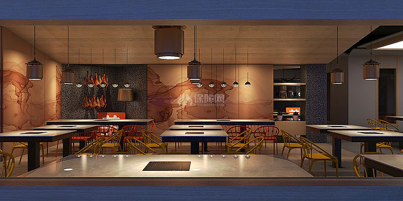 羊蝎子主题餐厅之大厅墙面装饰效果图