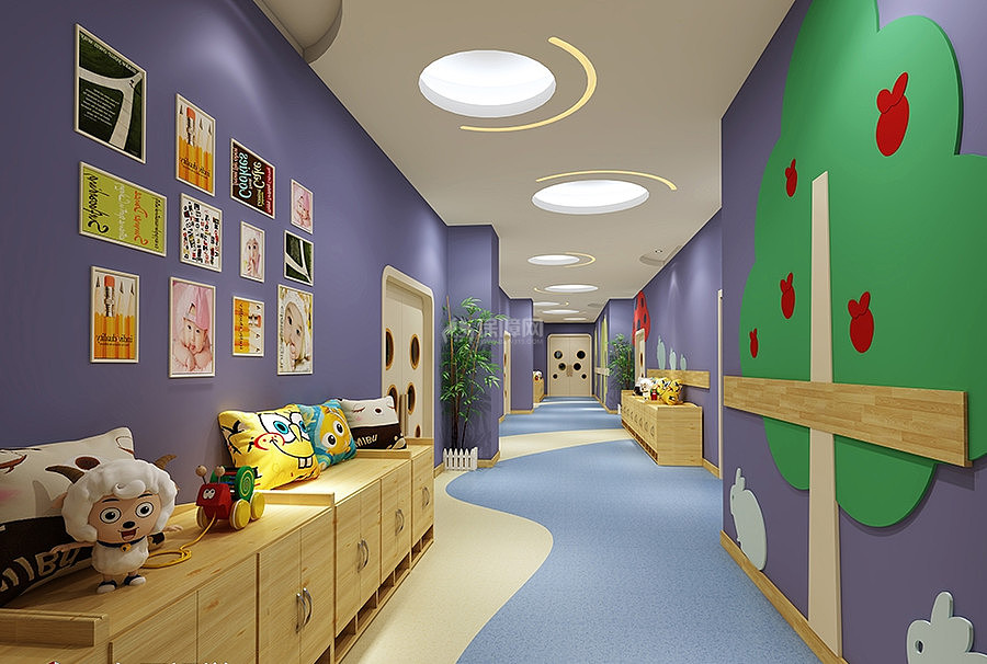 宋庆龄国际幼儿园之走廊照片墙装饰效果图
