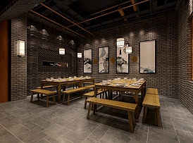 西藏庭院火鍋店之座位布置效果圖