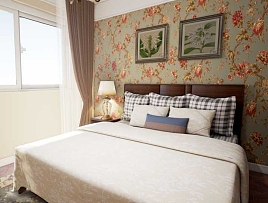 85㎡美式田园两居室之卧室床头装饰效果图