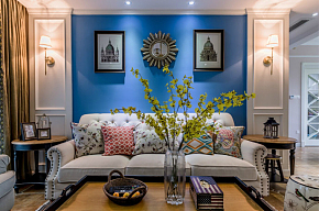 180平时尚美式风格四居之沙发背景墙装饰效果图