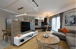 146平时尚现代三居之电视墙设计效果图
