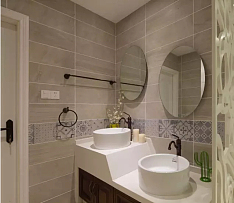160平浪漫美式三居之卫生间洗手台设计效果图