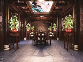 山东台儿庄餐饮会所之饮茶休息区设计效果图