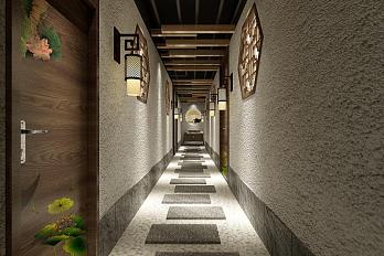 鮮龍井中式火鍋店之包間走廊布置效果圖