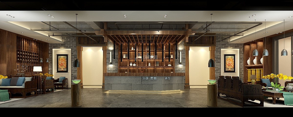 川西畢棚溝山語酒店之前臺(tái)設(shè)計(jì)效果圖