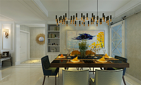 143平现代美式三居之餐厅灯饰装饰效果图