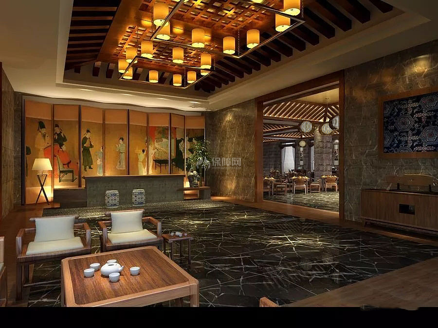 广州星级酒店之饮茶区设计效果图