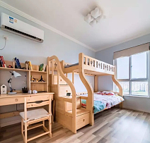 90平现代简约两居之儿童房高低床效果图