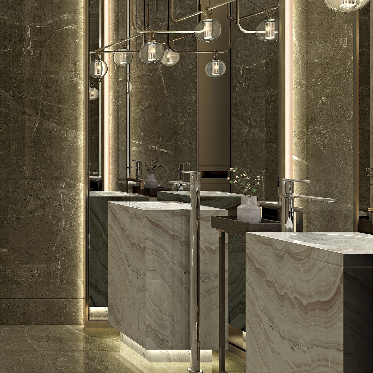 广州美爵酒店之公厕洗手台设计效果图