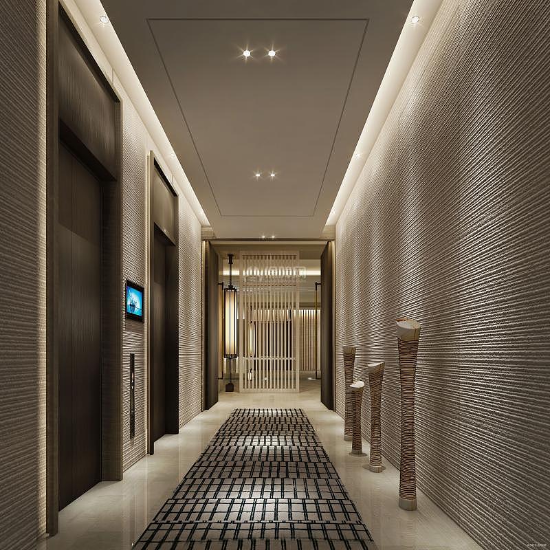 山东现代简约酒店之房间走廊设计效果图