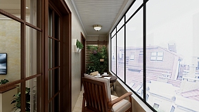 100平舒适简约三居之阳台整体布置效果图