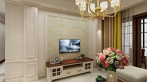 100平舒适简约三居之客厅电视墙设计效果图