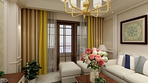 100平舒适简约三居之客厅窗帘装饰效果图