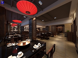 味蜀吾中式火锅店之大厅灯饰装饰效果图