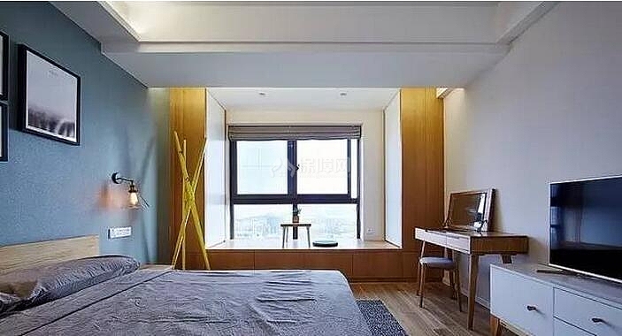 90平時(shí)尚現(xiàn)代三居之臥室飄窗設(shè)計(jì)效果圖