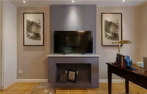 休闲美式108㎡三居室之电视墙造型设计效果图