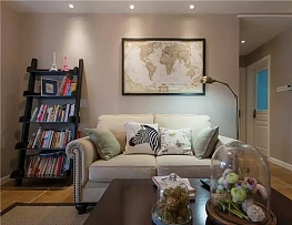 休闲美式108㎡三居室之沙发摆放效果图