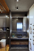 62㎡工业风单身公寓之洗手台设计效果图