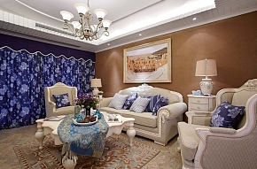 125㎡地中海风格三居之沙发背景墙设计效果图