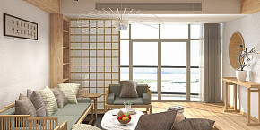 140平米新中式原木风住宅设计效果图案例