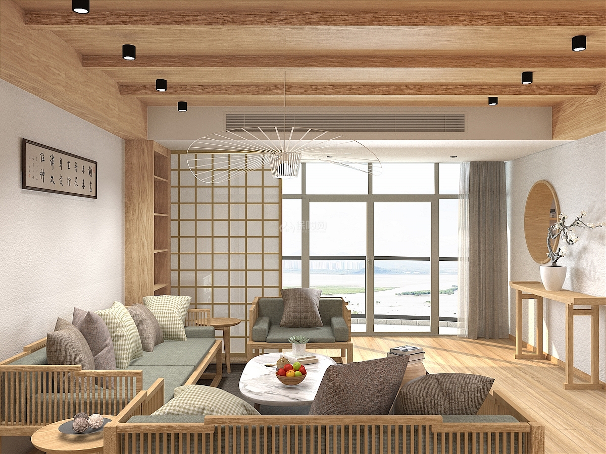 140平米新中式三居之客厅整体布置效果图
