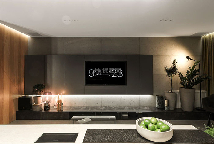 67平超现代感小公寓之电视墙设计效果图