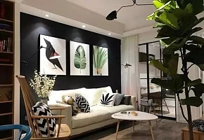 122㎡北歐風三居之沙發(fā)背景墻裝潢效果圖