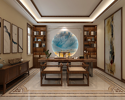 183㎡中式三居之书房装修设计效果图