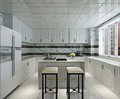109㎡简欧复式住宅之厨房整体设计效果图