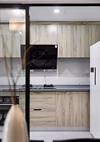 128㎡简约新中式三居之厨房橱柜设计效果图