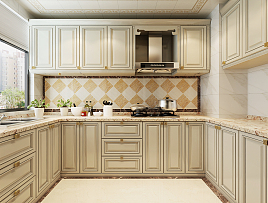 137平欧式风三居之厨房橱柜装潢设计效果图