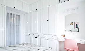 45平清新北欧小窝之卧室收纳柜设计效果图