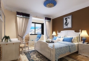 100㎡地中海浪漫两居之卧室装修布置效果图