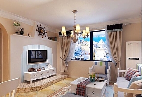 100㎡地中海浪漫两居之客厅装修效果图