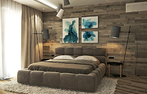 106㎡北欧风两居之卧室床头设计效果图