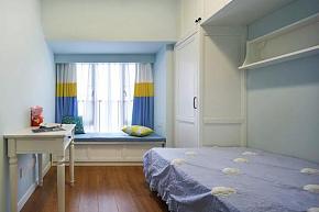 89㎡现代美式两居之儿童房飘窗布置效果图