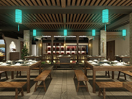 阜陽鮮龍井火鍋店之燈飾裝飾效果圖