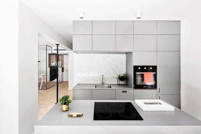 96㎡现代简约风两居之开放式厨房设计效果图