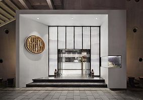 船说茶点粤菜餐饮店之入门招牌设计效果图