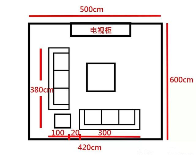 客厅平面布置图尺寸图图片