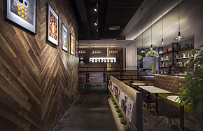峯茶茶餐廳公共區(qū)域墻面裝潢效果圖